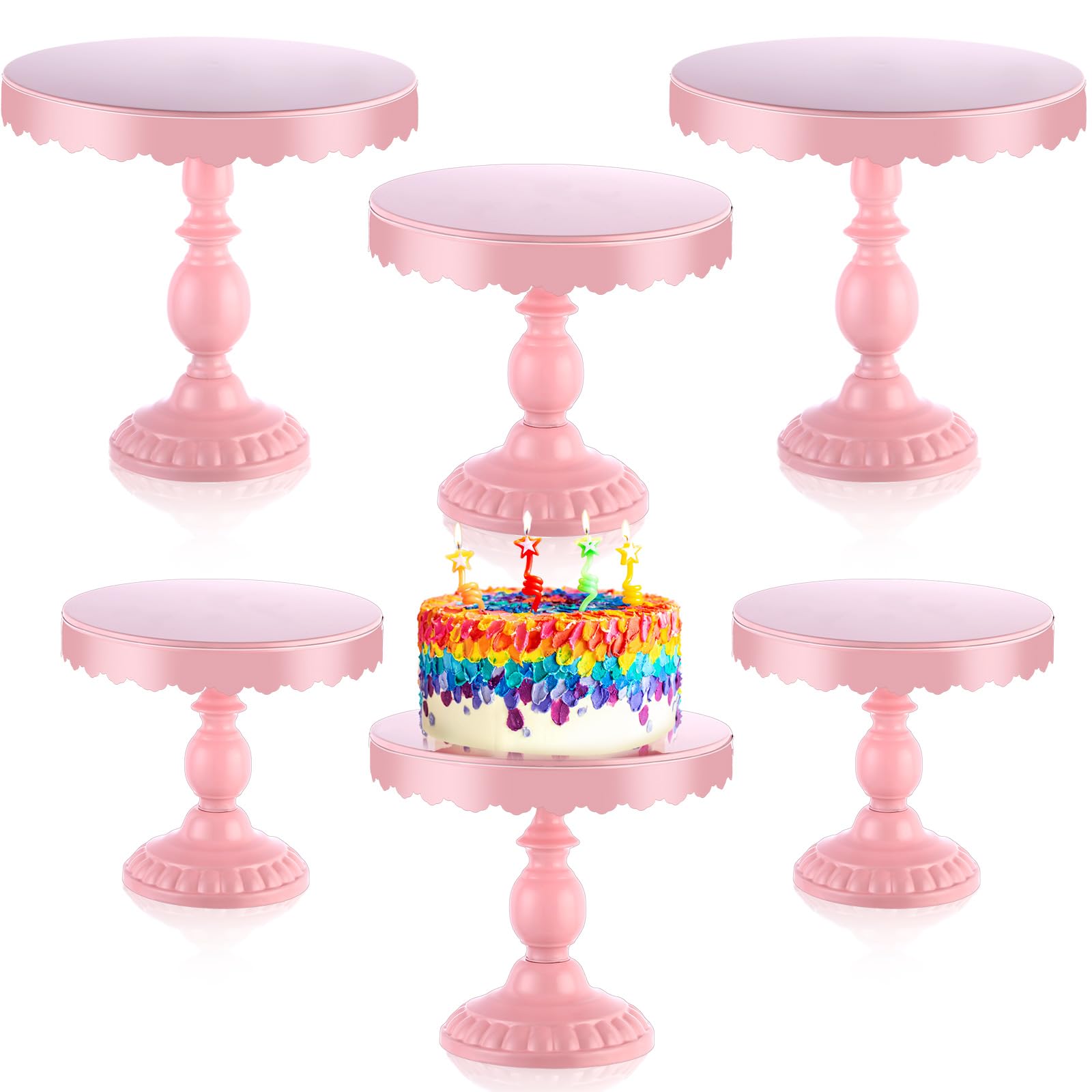 Amazon｜Dandat ピンクケーキスタンド ラウンドデザートスタンド6点